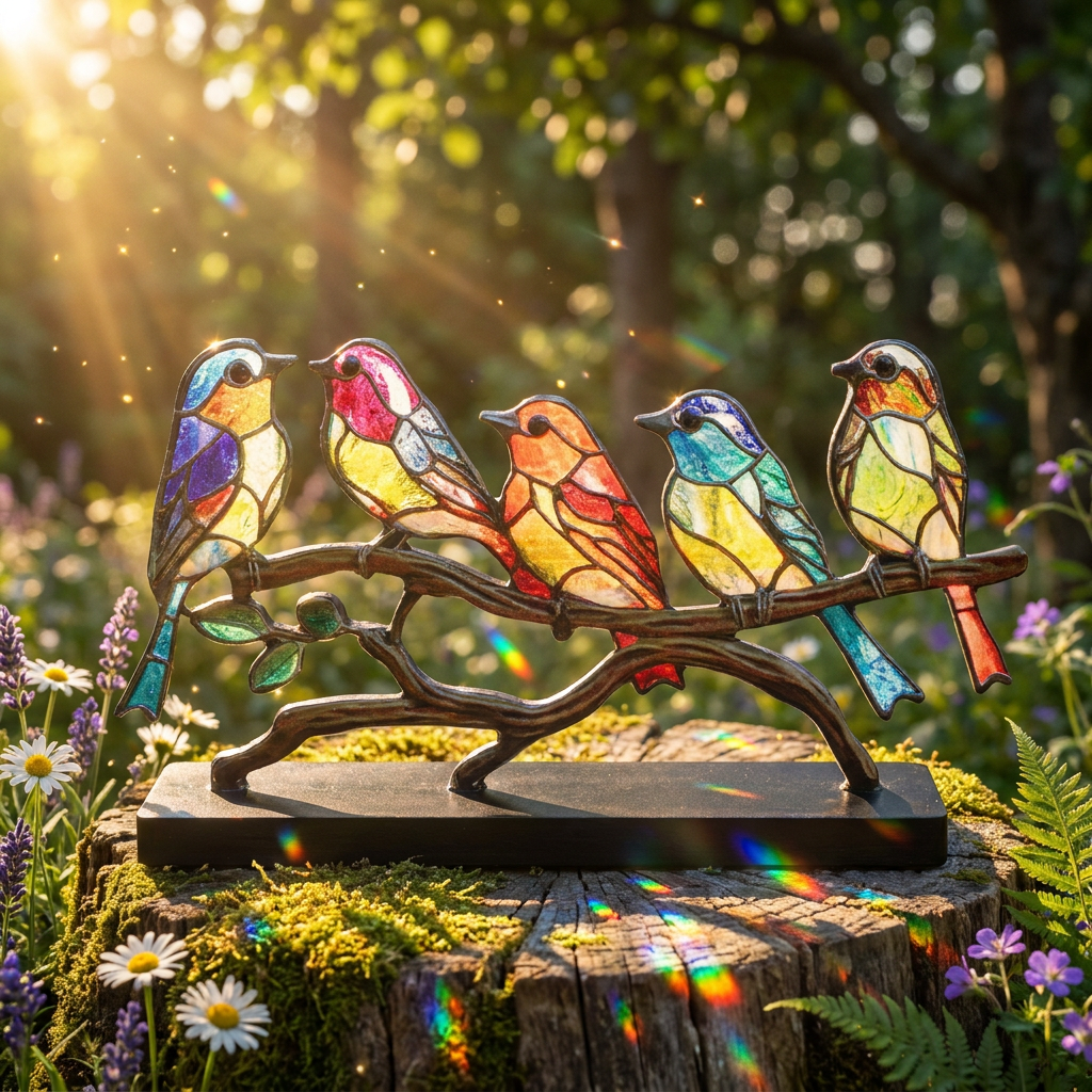 Handmade Glass Bird Display - 3